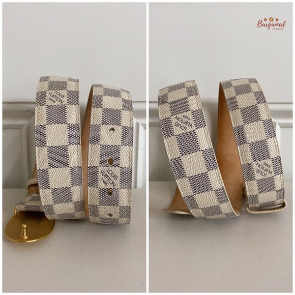 Authentic Louis Vuitton Damier Azur Canvas Leather Voyage Belt Size 85/34 M9837 main image 8